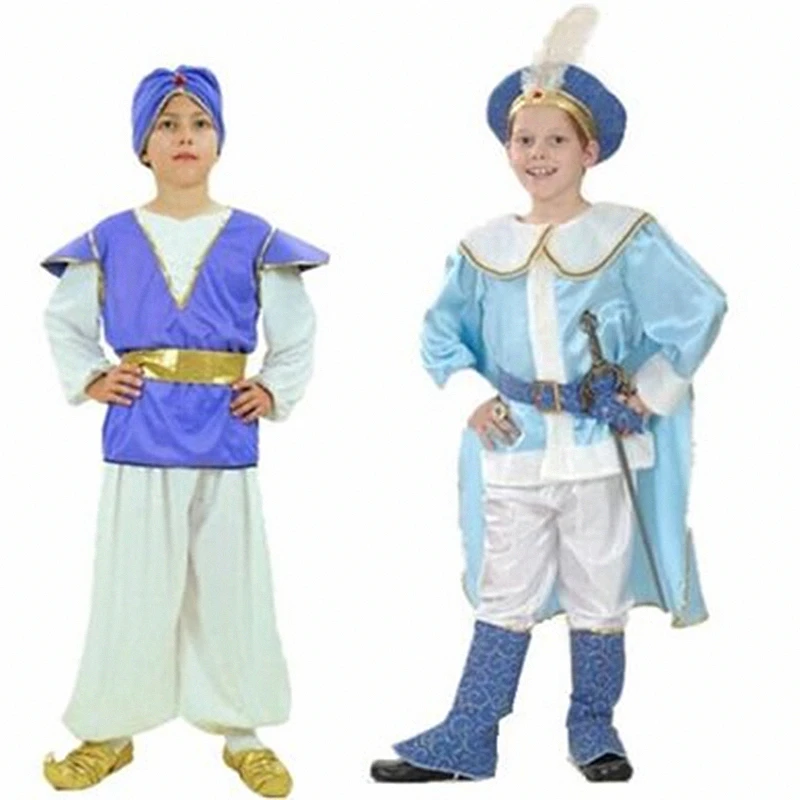 

Kids Boys India Arab Aladdin Prince King Costume Child Cosplay Stage Performance Masquerade Party Halloween Arabian Clothes Set