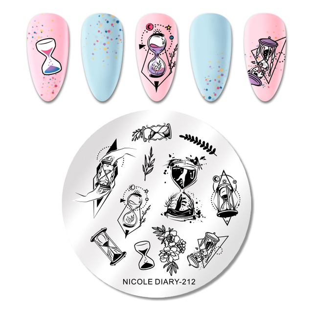 DIARY Leaves Nail Stamping Plates Abstract Flower Line Dot Point Image Stamp Templates Printing Stencil Tools