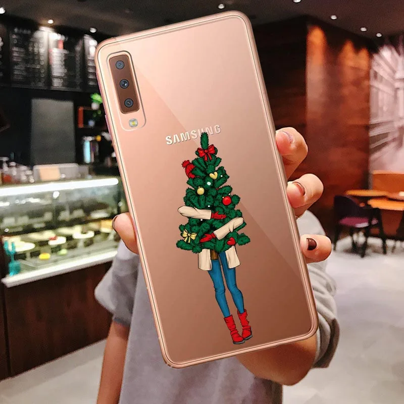 Праздник чехол для samsung Galaxy A10 A30 A50 A70 A80 A7 A750 A6 A8 плюс A9 новогоднее; рождественское Санта Клаус крышка