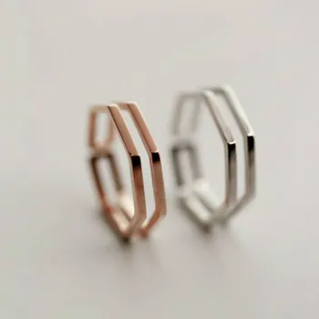 

2017 Geometric Double Layer Open Rings For Women High Quality Lady Fashion 925 Sterling Silver Jewelry 925-1013