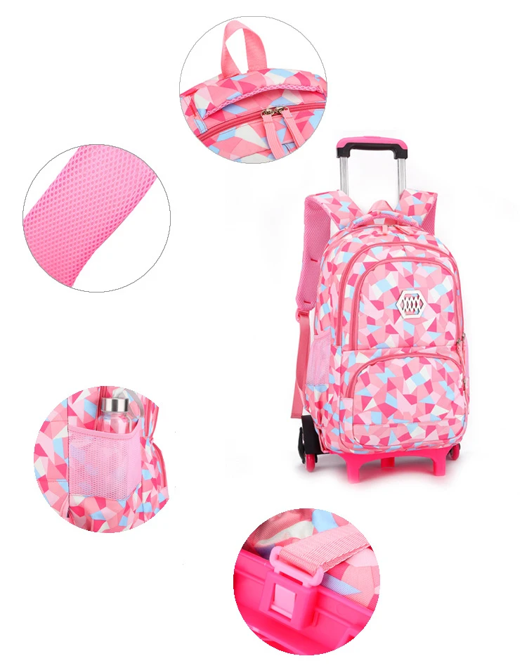 Съемные детские школьные сумки с 2/6 колесами для девочек, рюкзак на колесиках, Детская сумка на колесиках, рюкзак для путешествий