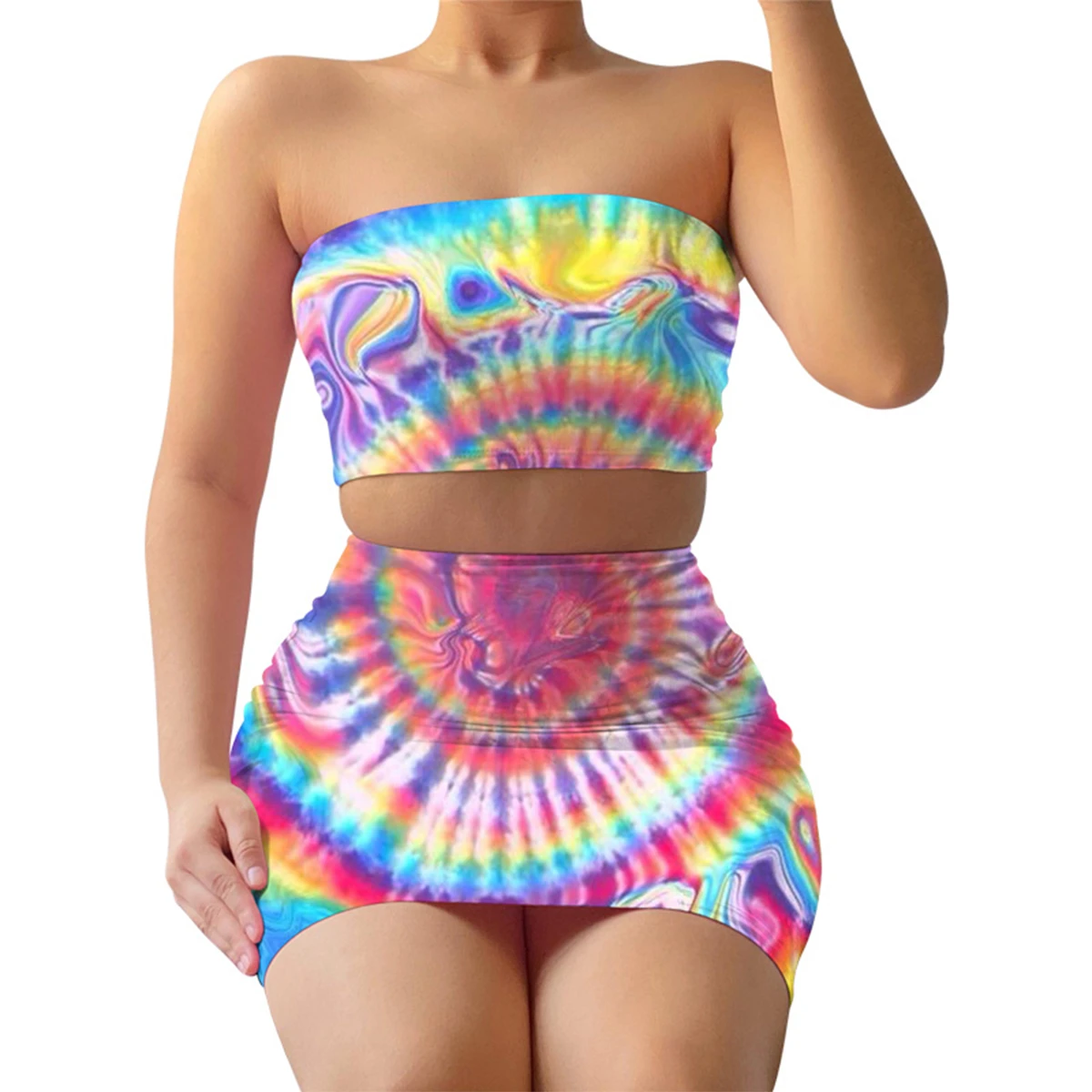 rainbow bodycon skirt