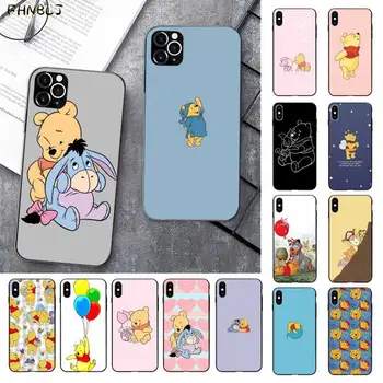 

FHNBLJ Winnie the Pooh Black Soft Shell Phone Case Capa for iPhone 11 pro XS MAX 8 7 6 6S Plus X 5 5S SE 2020 XR case