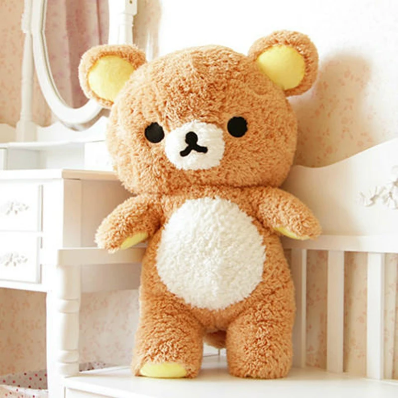 55/75cm Giant Rilakkuma Bear Plush Toys Life Size Relax Pillow Dolls Soft Stuffed Animals Valentine&amp#39s Day Girlfriend Gif | Игрушки и
