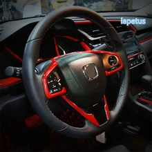 Lapetus украшение руля рамка Крышка отделка 3 шт. Подходит для Honda Civic ABS/красный/углеродного волокна вид