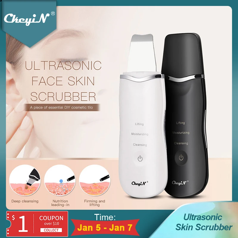 Professional Ultrasonic Facial Skin Scrubber Ion Deep Face Cleaning Peeling Rechargeable Skin Care Device Beauty Instrument 42