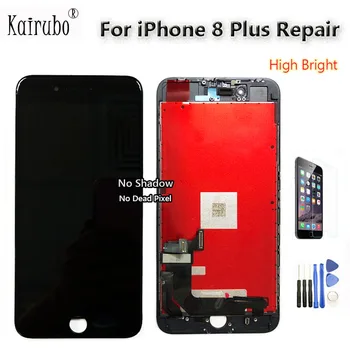 

30PCS/LOT High Bright LCD For iPhone 8Plus Display Touch Digitizer Screen With Good 3D Force Touch LCD Panel Glass Free DHL