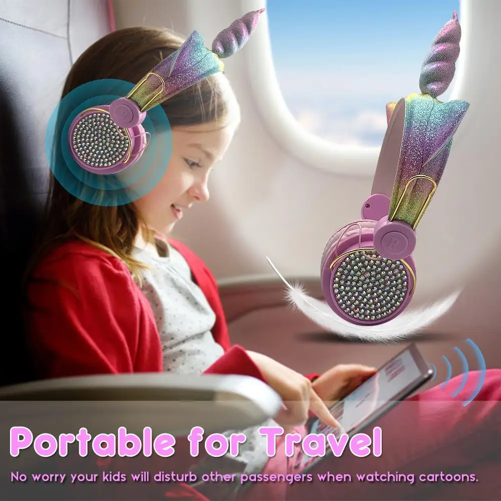 Upgraded Unicorns Bluetooth Headphones Foldable Music Stereo Earphone with MIC for Handsfree Online Education