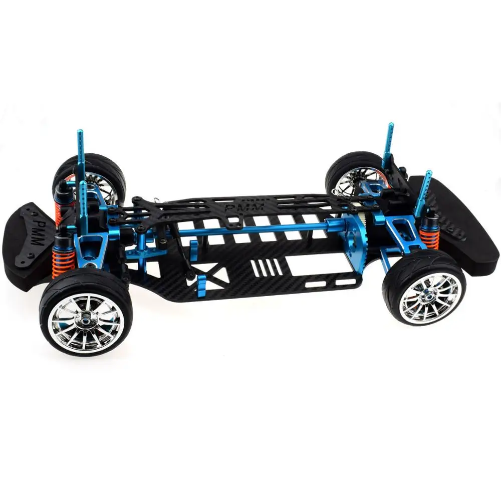 1/10 Simulated RC Flat Running Car Aluminum Alloy Metal Frame With Carbon Fiber Chassis Universal Upgrade Parts Accessories