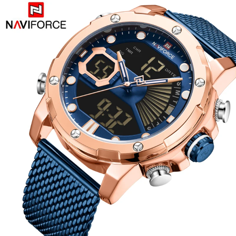 Men's Double Display Mesh Watch Waterproof Luminous Large Dial Student Calendar Sports Multi-Functional Electronic Men's Watch electric bug zapper racket mosquito killer fruit fly swatter zap two in one usb rechargeable electronic swatter pest control led lighting lamp 3 layer safety mesh safe to touch