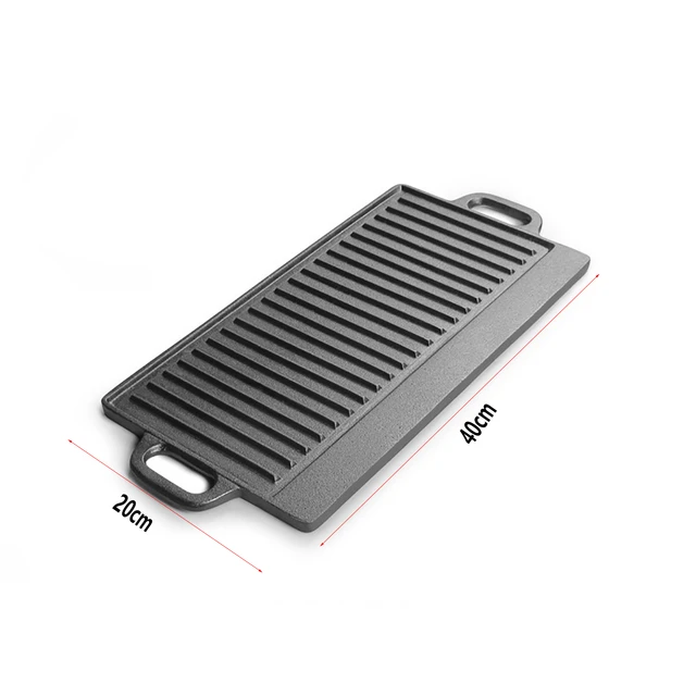 Cast Iron Griddle Plate 13 x 8 inch | Reversible Cast Iron Grill/Griddle  Pan | Double Sided Stove Top Griddle On Single Burner | Pre-Seasoned Small