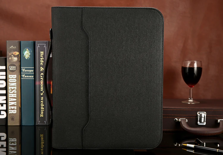 A4 папка для файлов блокнот портфель с калькулятор Padfolio PU кожаный переплет менеджер органайзер для документов Застежка ручной зажим файл