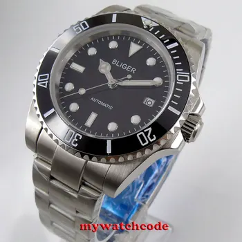

40mm Bliger Black Dial Rotating Bezel Sapphire Glass 24 Jewels NH35 Automatic Movement Men's Watch Relogio Masculino