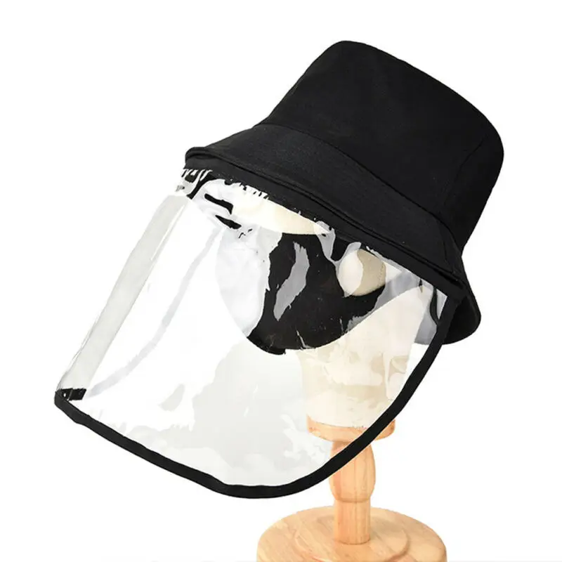 

Cap with Protective Clear Cover Saliva-proof Dust-proof Sun Safety Hat A