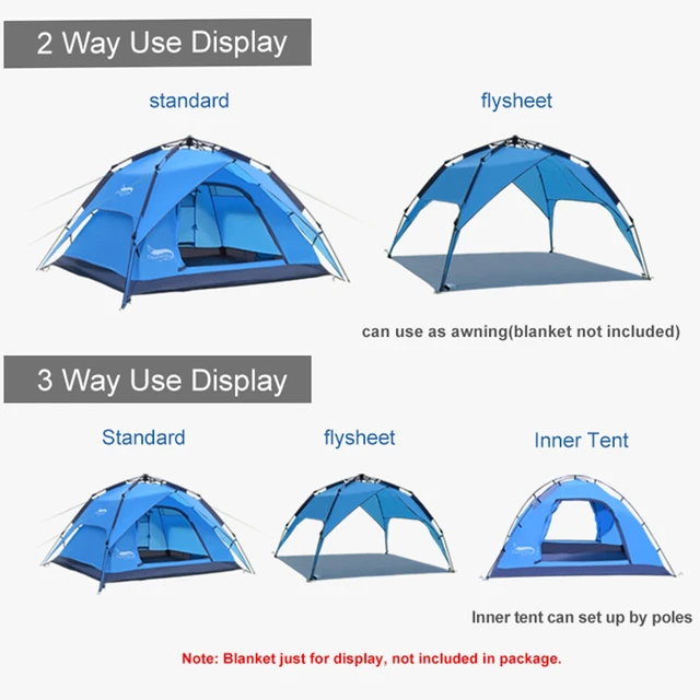 Desert&Fox Automatic Tent 3-4 Person Camping Tent,Easy Instant Setup Protable Backpacking for Sun Shelter,Travelling,Hiking 3