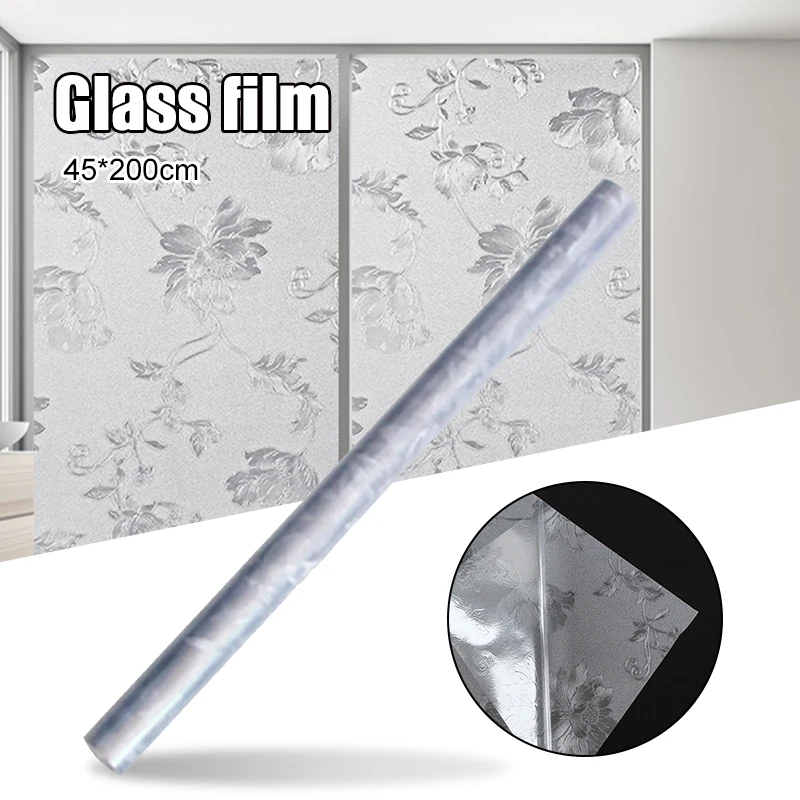 

Privacy Window Film Matte Flower Pattern Glass Film No Glue Anti-UV Window Sticker for Office Bathroom --M25