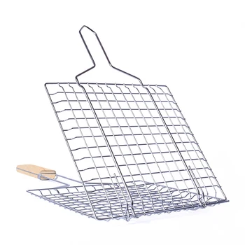 

Camping Grill Basket Folding Dual Fish Hamburger Clip Clamp BBQ Outdoor Picnic Roasting Net Mesh Tool
