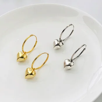 

Europe and America Light Luxury S925 Fine Silver Wind Love Earrings Female Ear Stud Heart Shape Circle Ear Clip Online