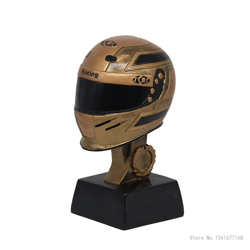 Resin Sports Series Golden Racing Helmet, Creative Crafts, Creative Balance Car Kart, Universal Trophy