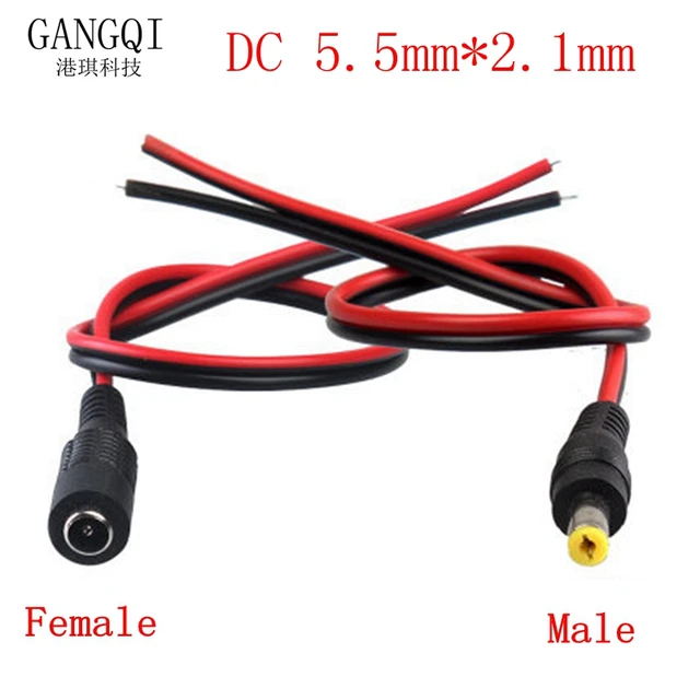 DC Power Pigtail Cable - 18AWG, 2.1mm X 5.5mm Female Connector, 1ft Length, 12V 5A