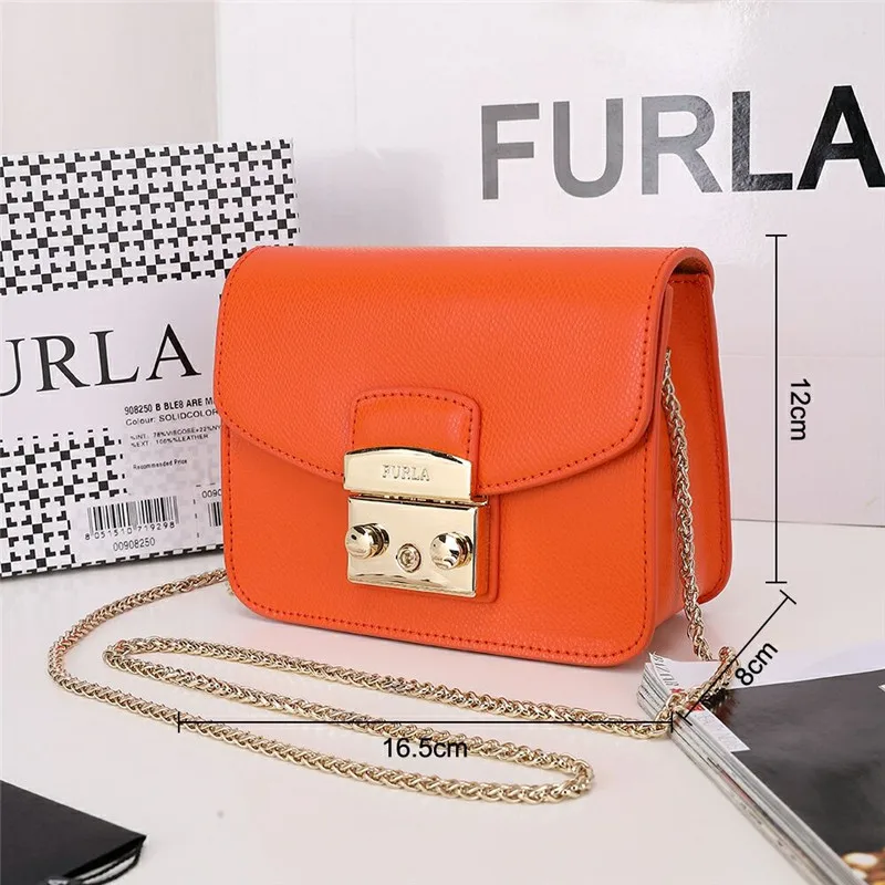 Оригинальные женские сумки FURLA, высококачественные женские кожаные сумки Furla оранжевого цвета, размеры S 16,5 см x 12 см x 8 см