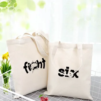 

Shopping Bag Funny Text Pattern Canvas Tote Bag Custom Print Logo Text DIY Eco Ecologicas Reusable Recycle Daily Use Handbag