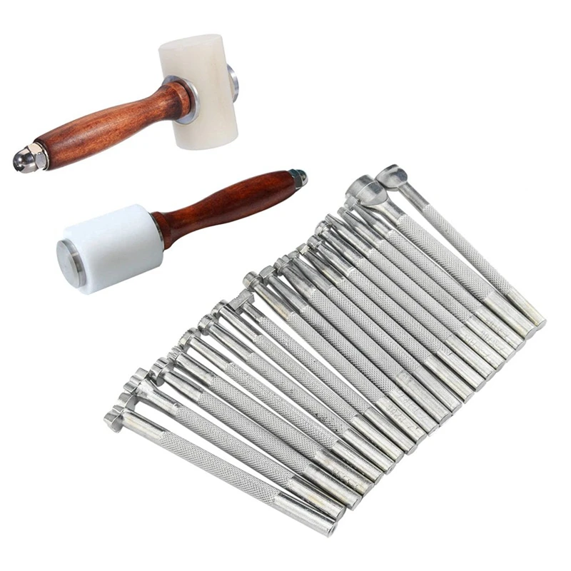 

20Pcs Diy Leather Working Saddle Making Tools for Leather Craft Working + Wooden Handle Leathercraft Nylon Hammer Mallet Cowhide