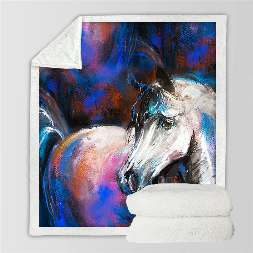 Покрывало с изображением лошадей, шерпы, 3D пыльная молния, покрывало с принтом, плюшевое одеяло на диван, 150x200 см