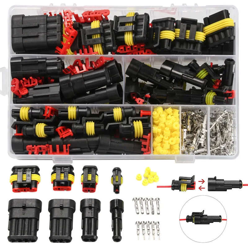 

352Pcs/Box Waterproof Wire Connector 1-4 Pin Car Electrical Wire Connectors Plug Car Auto Wire Cable Terminals Assortment Kits