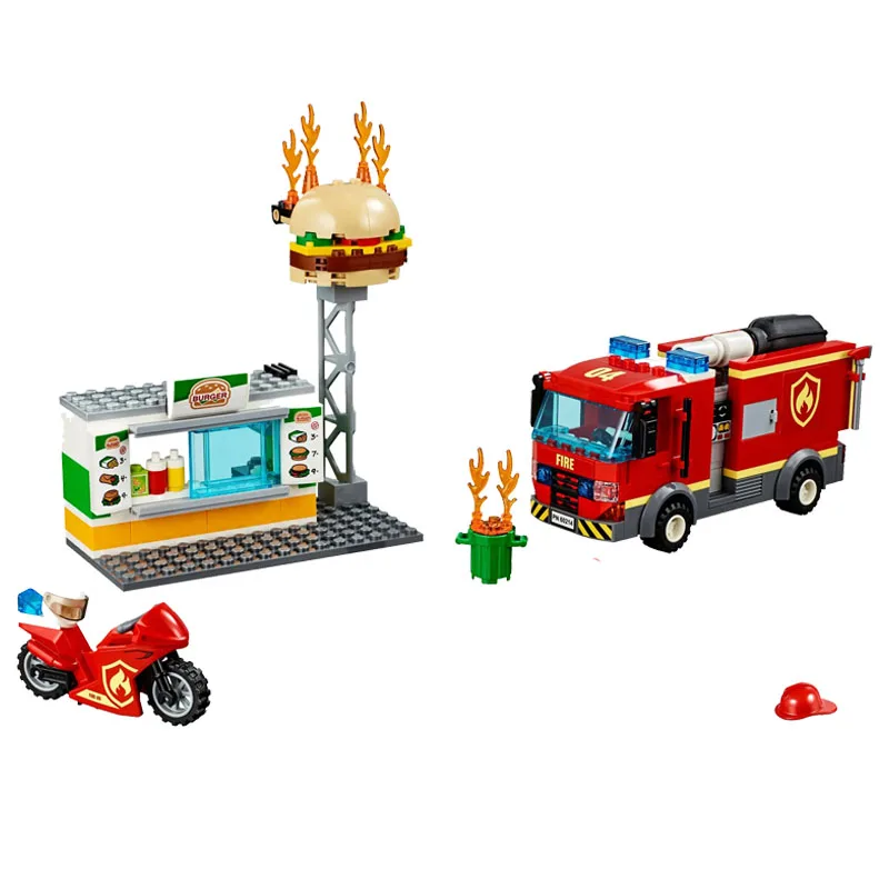 New Brick Toys Burger Bar Fire Rescue Compatible Lepining City 60214 Building Blocks Figure Bricks for Children Christmas Gift | Игрушки и
