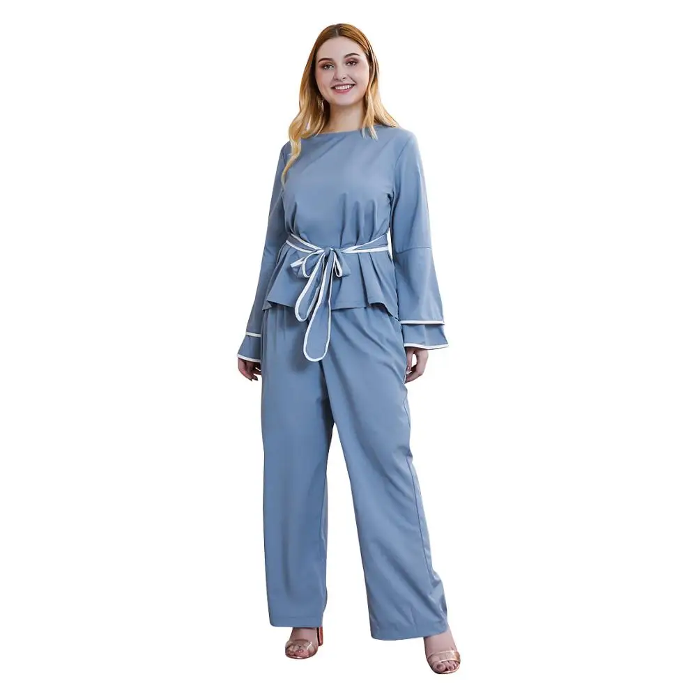 autumn winter plus size leisure home wear suits for women large loose long sleeve tops and pants sets blue 4XL 5XL 6XL 7XL