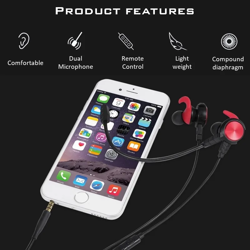 LE5 TWS Wired In Ear Music Headset Noise Reduction Gaming Headset Finger Push Wire Control Tuning Headset With Microphone