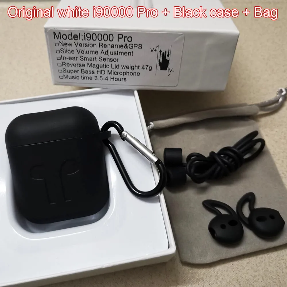 Original Blackcase I90000 Pro TWS Arie 2 беспроводные наушники, gps, супер бас, Bluetooth наушники, раздвижные, регулятор громкости, PK i12 i50000 i9000 tws - Цвет: Original Blackcase