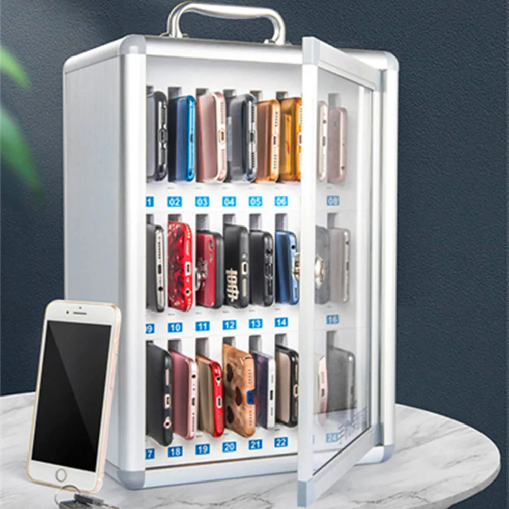 Mobile phone safe box with lock aluminum alloy ABS portable school army meeting storage cabinet storage toolbox wall suitcase