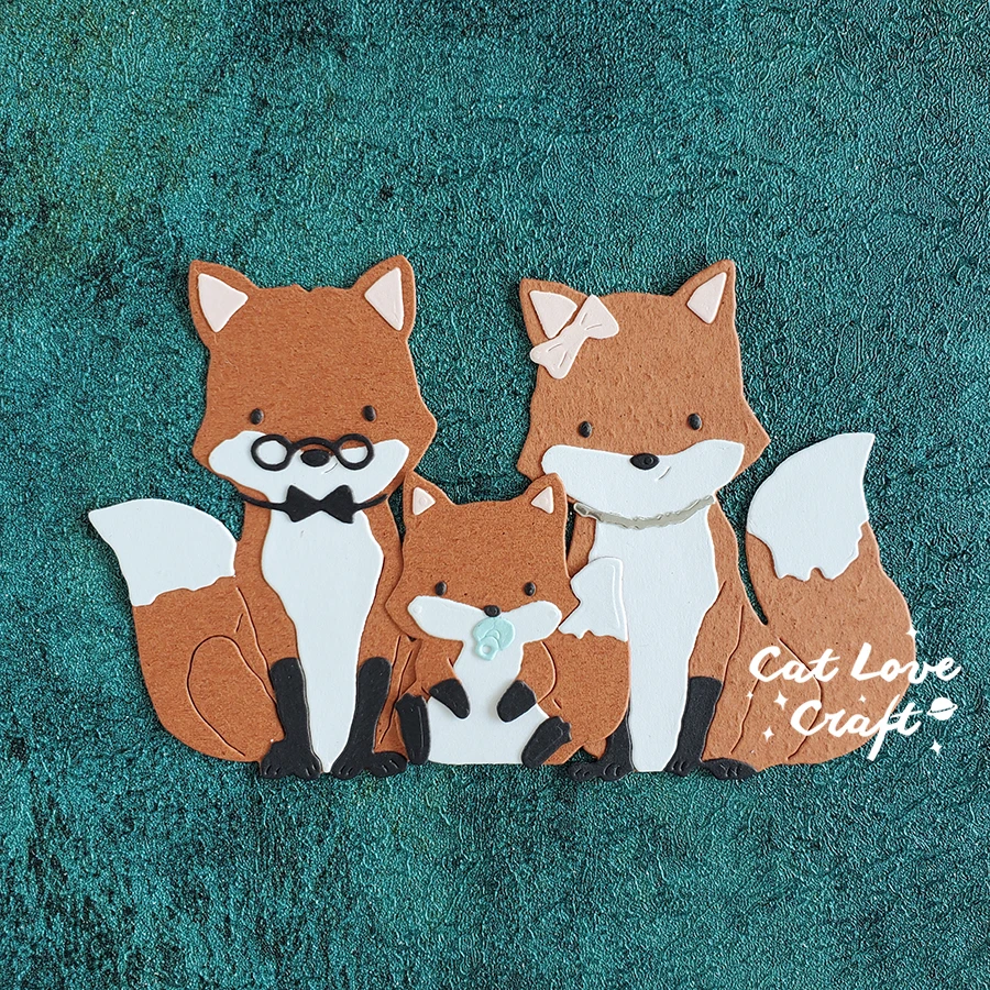 Catlove 가족 여우 동물 금속 절단 Scrapbooking 금형 스텐실 죽을 잘라 DIY 공예 엠보싱 새로운 다이 2022