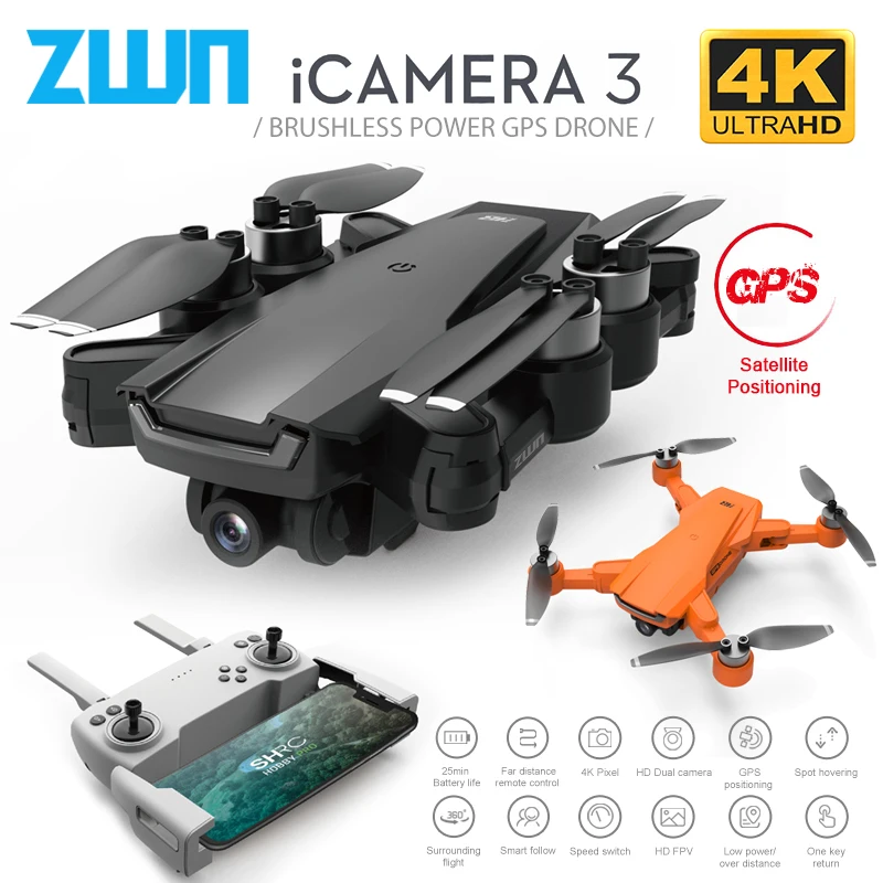 US $197.98 Zwn I3 Gps Drone With 5g Wifi Fpv 4k Hd Dual Camera Brushless Optical Flow Rc Quadcopter Follow Me Mini Dron Vs L108 Sg108 Ex5