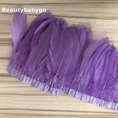 light purple 10 ярдов/партия, детское розовое окрашенное гусиное перо, отделка 13-18 см, натуральный утиный пух, перья для изготовления ювелирных изделий, ткань, кружево - Цвет: light purple