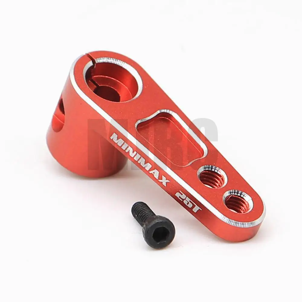 Bras de klaxon servo 25T alliage aluminium pour voiture RC - Noir/Rouge