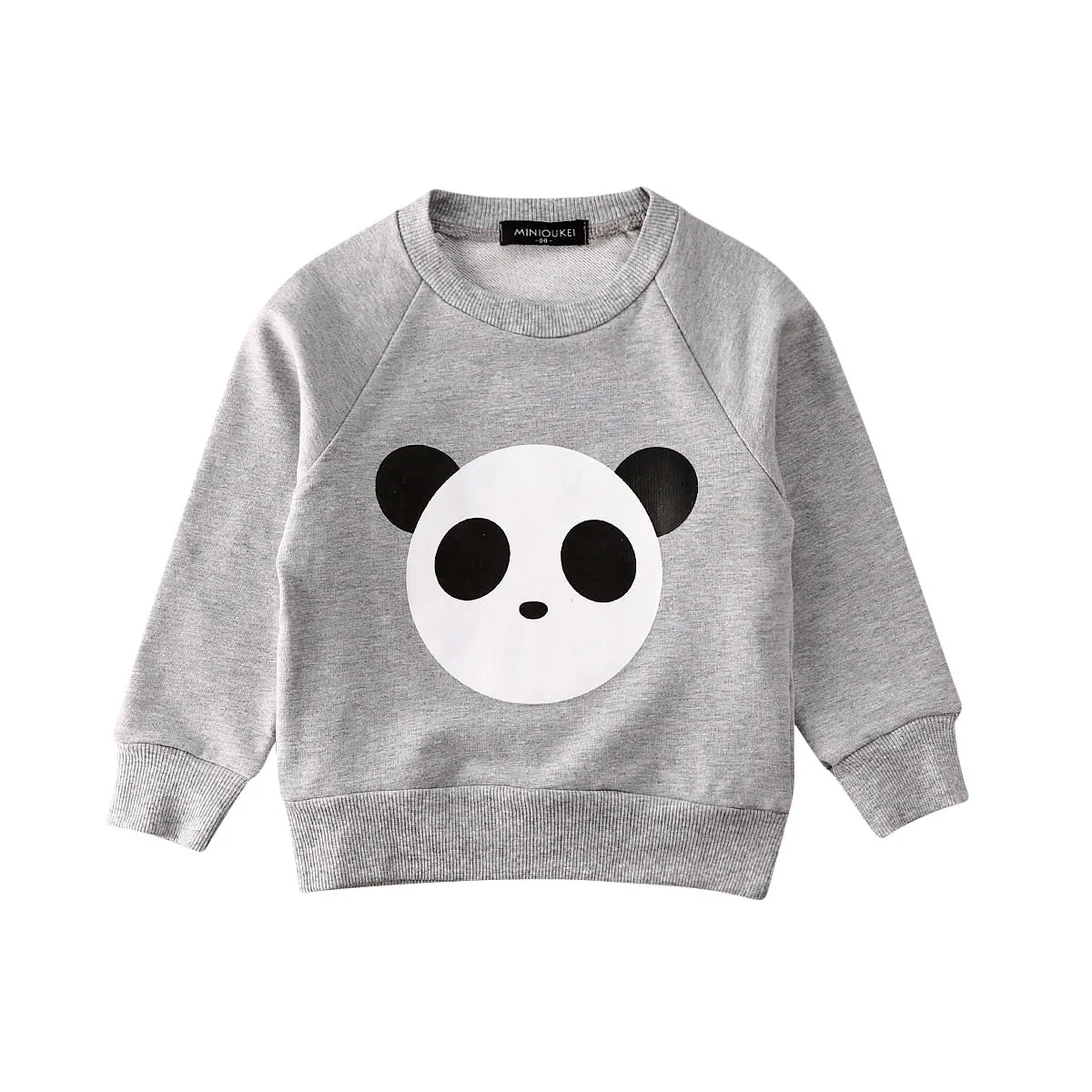 Toddler Baby Kids Boys Girls Clothes Panda Printed Long Sleeve Sweatshirts Top Winter Autumn Black Grey Casual Pullovers
