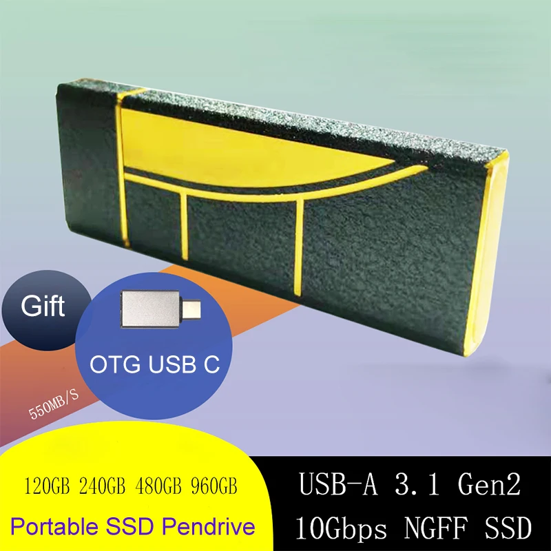 Металлический USB 3,1 твердотельный диск Флешка 120GB SSD USB флеш-накопитель резервный U Stick 550 МБ/с. Флешка для ноутбука
