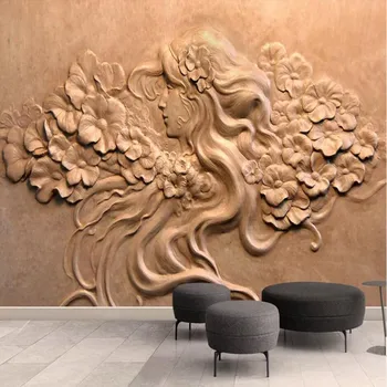

Milofei manufacturers custom 3D embossed beauty flower art background wallpaper mural