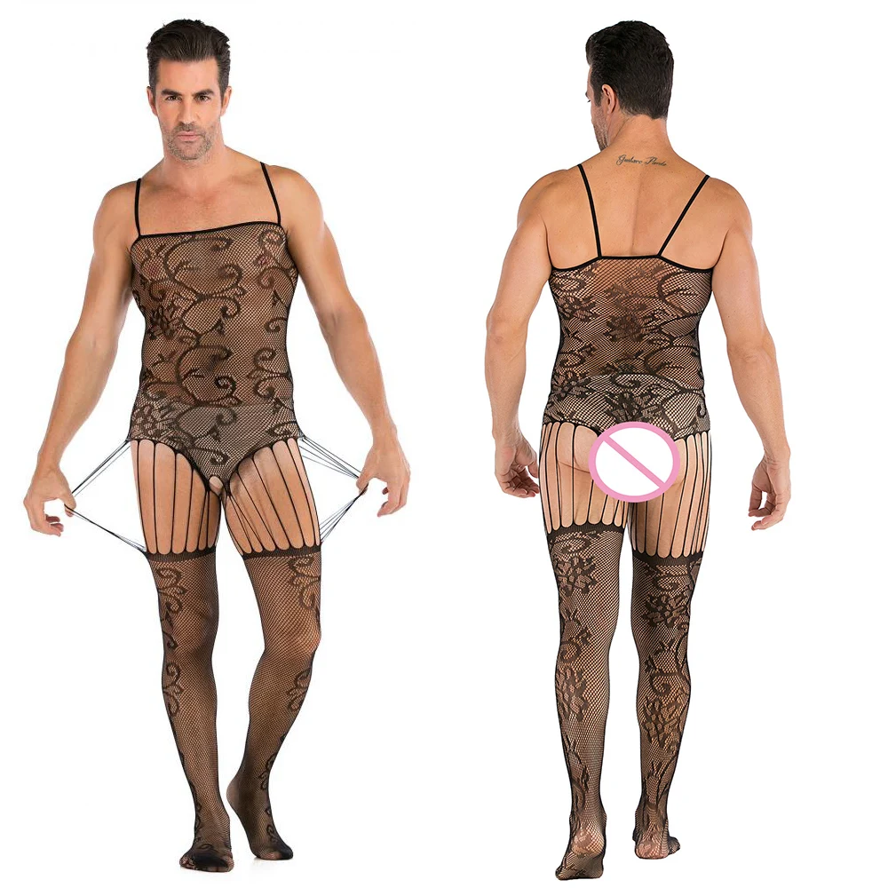 

Bodysuit Sexy Bodystocking Men Sexy Erotic Lingerie Black Fetish Body Porno Gay Underwear Crotchless Babydoll Costumes