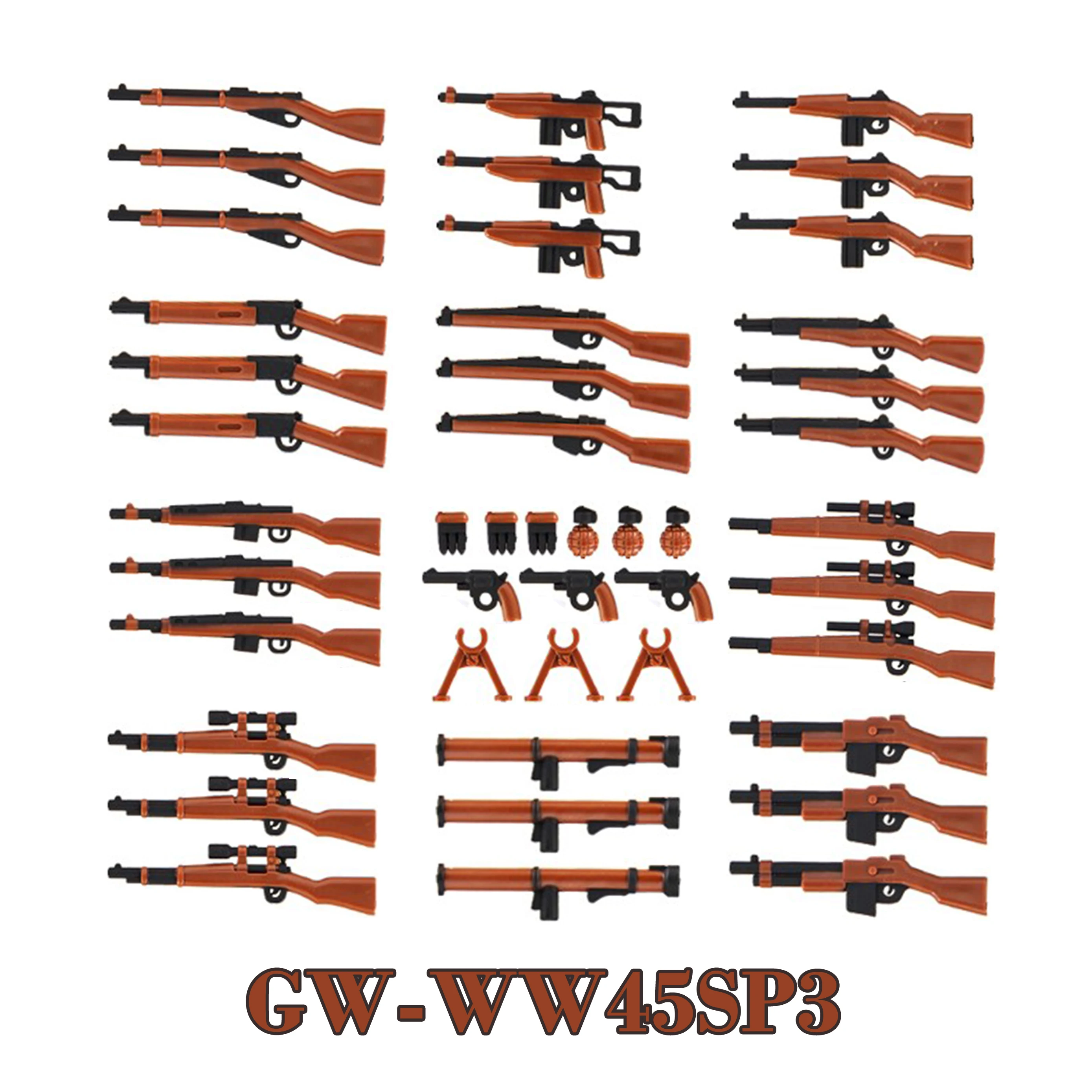 WW2 Guns M1Garand M1903 G43 Lebel Rifle Pistol Weapon Soldier Military Figure Playmobil Model Building Block Brick Children Toys | Игрушки и
