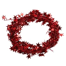 Мода-23 фута сверкающая Красная звезда в форме мишуры проволочная гирлянда Рождественское украшение