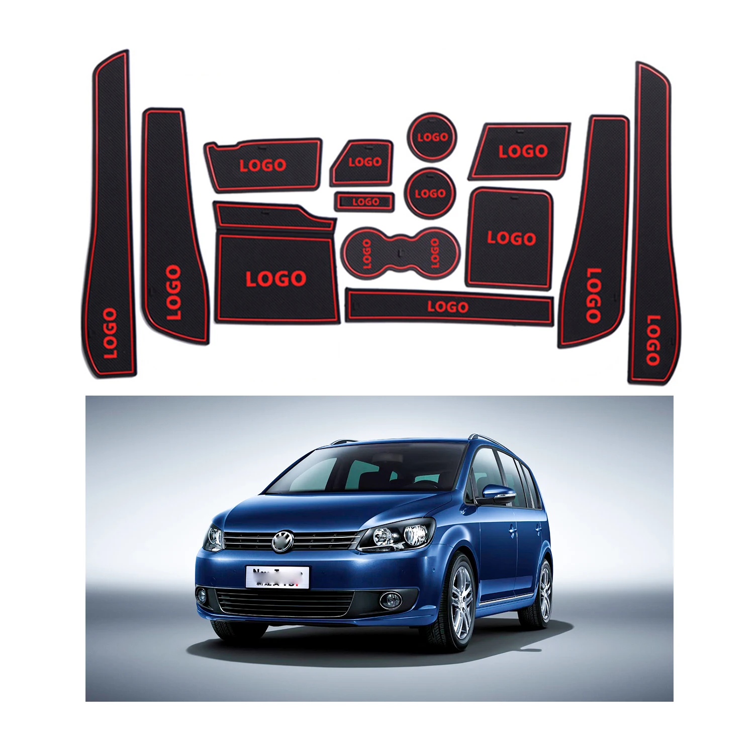 RUIYA 14 шт. противоскользящие ворота Слот коврик резиновая подложка для Volkswagen Touran L, авто интерьерные аксессуары дверной рычаг коробка Коврик
