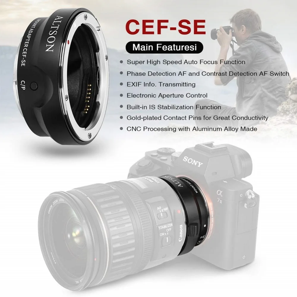 CEF-SE функция быстрой автоматической фокусировки электронный контроль диафрагмы Обнаружение контрастности для объектива Canon EF/EF-S для sony E-mount camera
