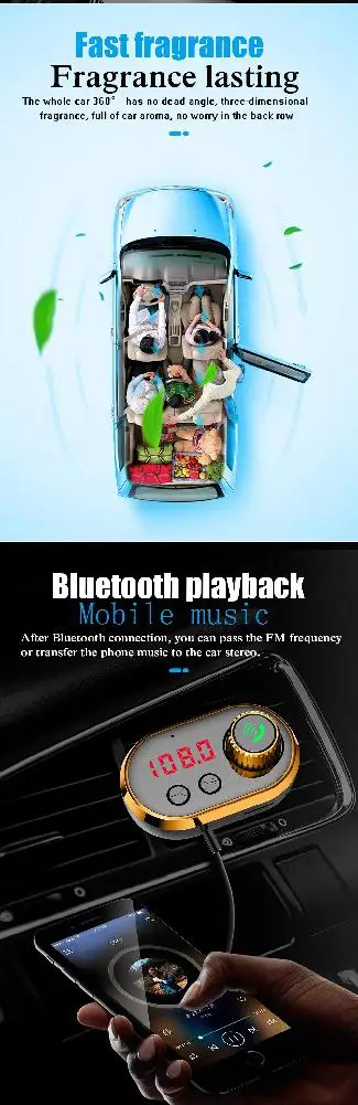 Dragonpad 5V 2.4A usb зарядка твердый ароматерапия ядро MP3 автомобильный Bluetooth плеер с держателем Автомобильный плеер