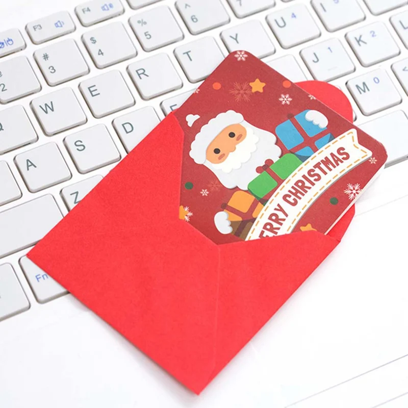 24pcs Creative Merry Christmas Small Greeting Cards Kids Mini Christmas Greeting Cards New Year Postcard Gift Card Xmas Party