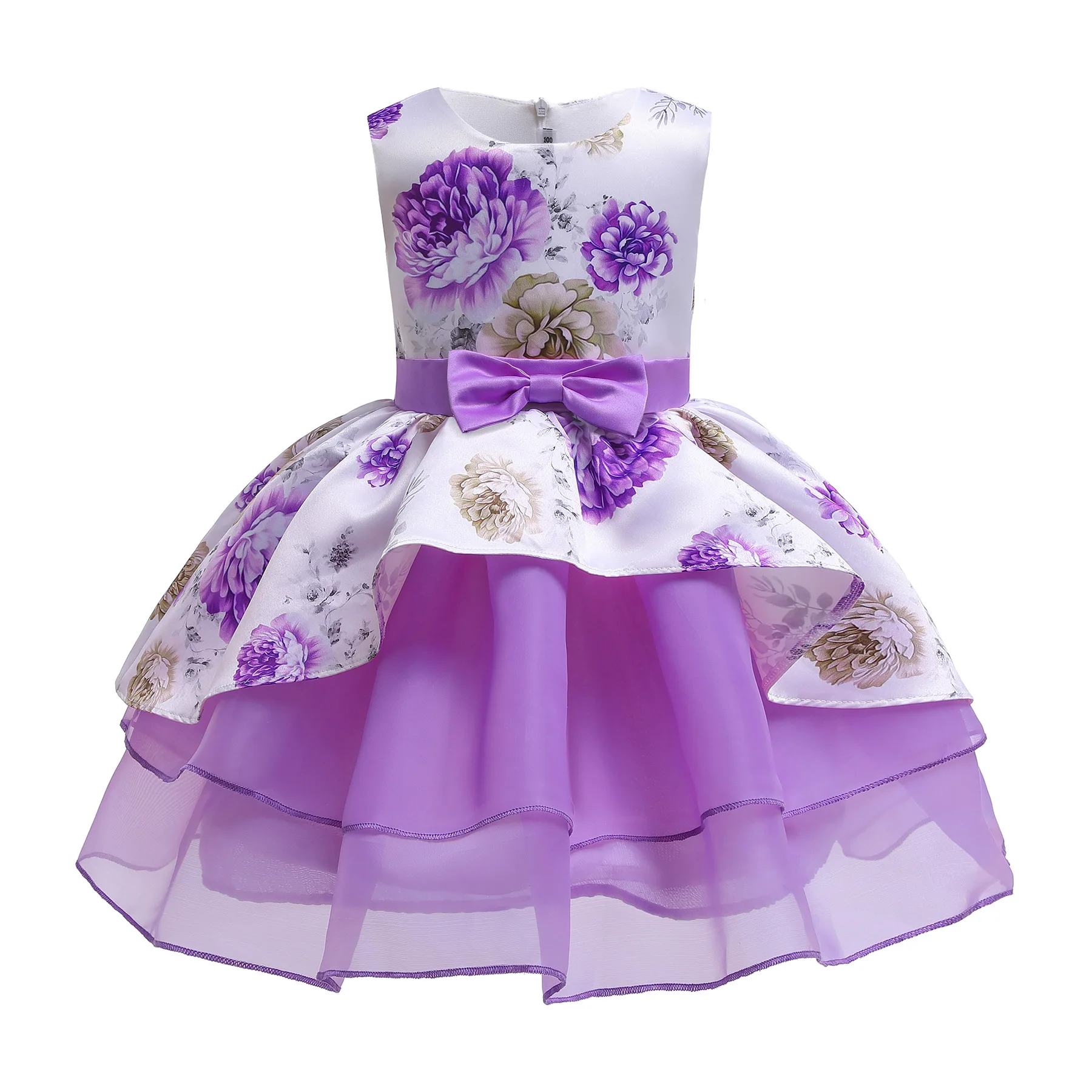 Bridesmaid dresses for girls, prints, mesh dresses, children's Princess dress, pendant and children's dress prom dress for girls