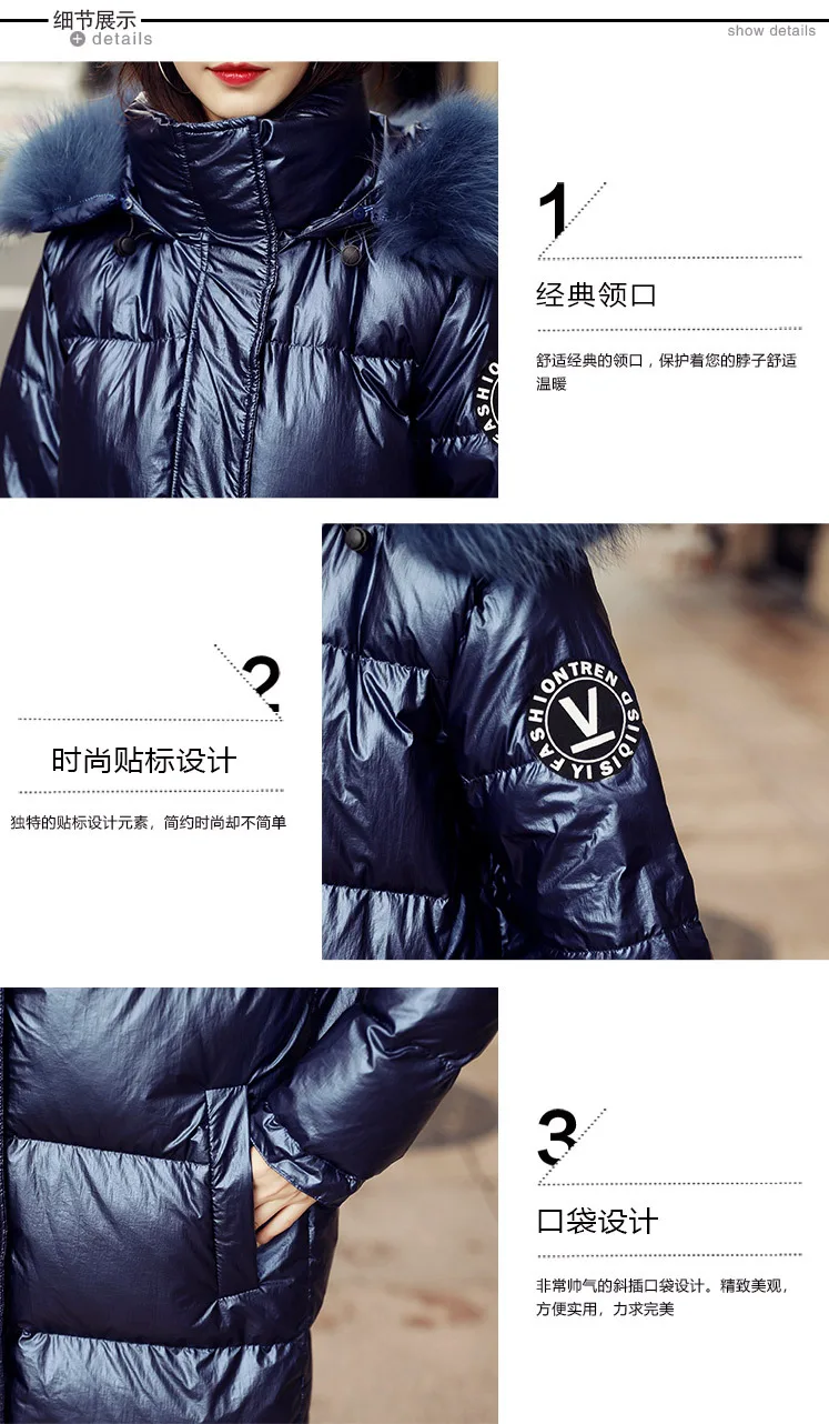New Style Korean-style Loose-Fit down Jacket Women's Mid-length Thick over-the-Knee Stand Collar V Standard Winter Long Coa